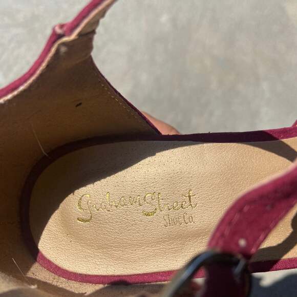 Graham Street Shoe Co. Burgundy T-Strap Pumps - Picture 6 of 9